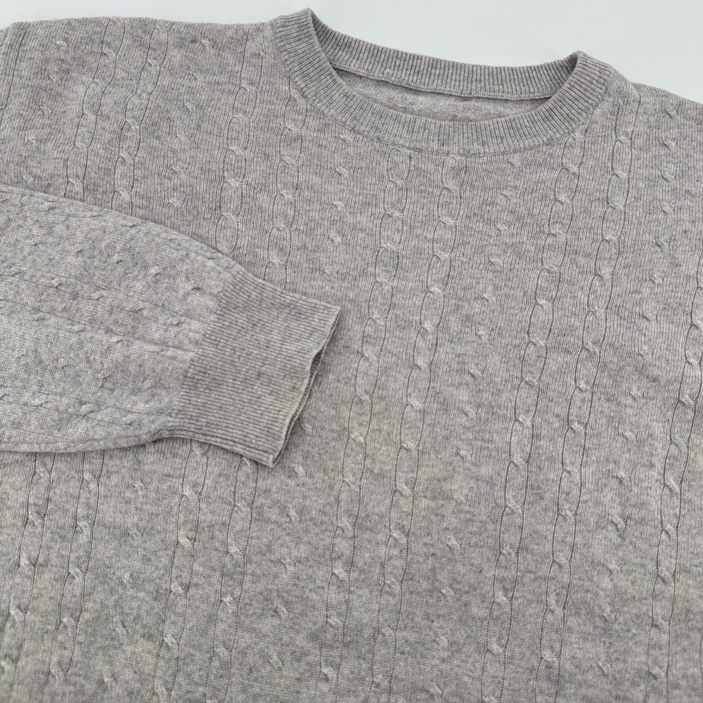 I Levrieri Sweater Mens XXL Gray Cashmere Silk Cable Knit Made in Italy Crewneck